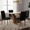 Mesa Classic 120 Cinamomo/Off White com 4 Cadeiras Sophia Veludo Preto – CEL MÓVEIS + WM DECOR