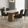 Mesa Nevada 120 (Tampo Smart Plus) Cinamomo/Off White com 4 Cadeiras Sophia Veludo Preto – CEL MÓVEIS + WM DECOR