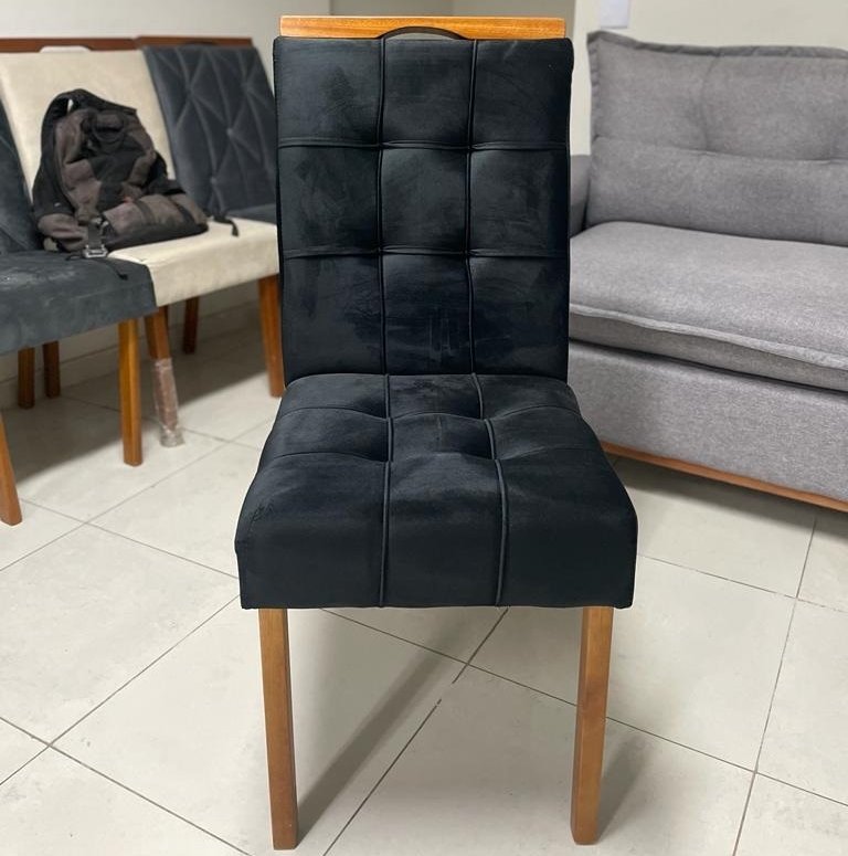 Mesa Nevada 120 (Tampo Smart Plus) Cinamomo/Off White com 4 Cadeiras Sophia Veludo Preto – CEL MÓVEIS + WM DECOR - Imagem 2
