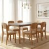 Mesa Londrina 180 Naturale/Off White com 6 Cadeiras Havana Veludo Creme – RUFATO