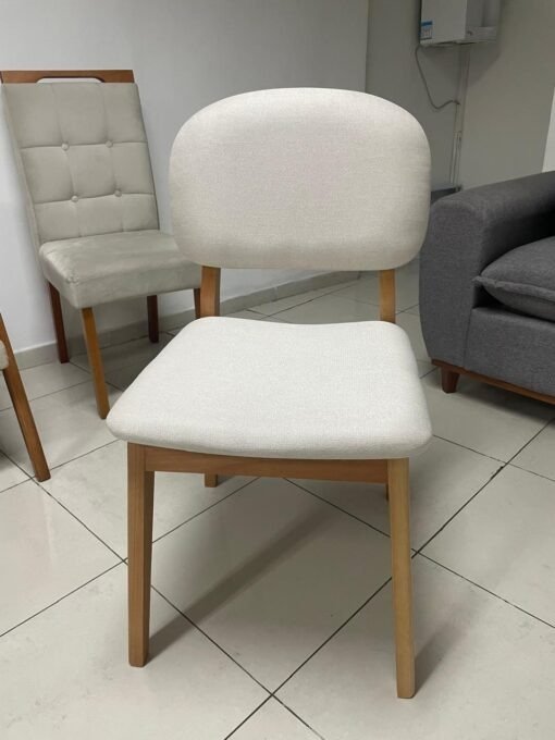 Mesa Sintonia (Tampo Maxi) 170 Amêndoa Clean/Off White com 6 Cadeiras Gaya Linho Bege 01 – LOPAS + J SILVA MÓVEIS - Imagem 3