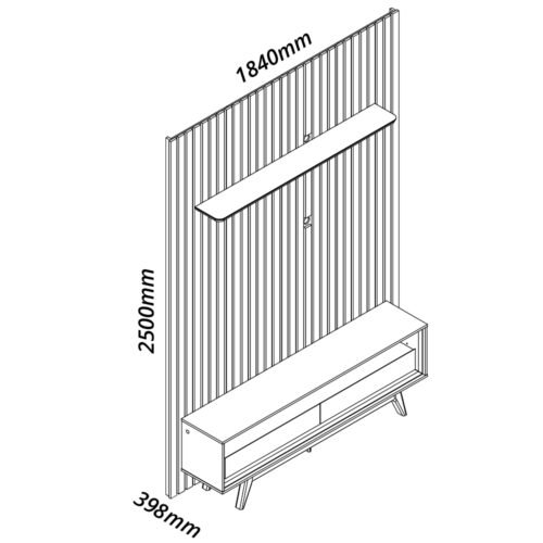Alternative view of Painel até 75″ Nobre 185 Naturale + Rack Requinte 172 Naturale/Off White – GELIUS