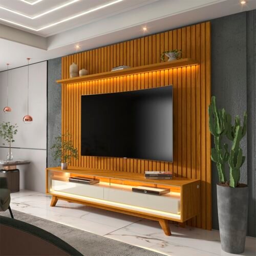 Painel até 75″ Nobre 185 Naturale + Rack Requinte 172 Naturale/Off White – GELIUS