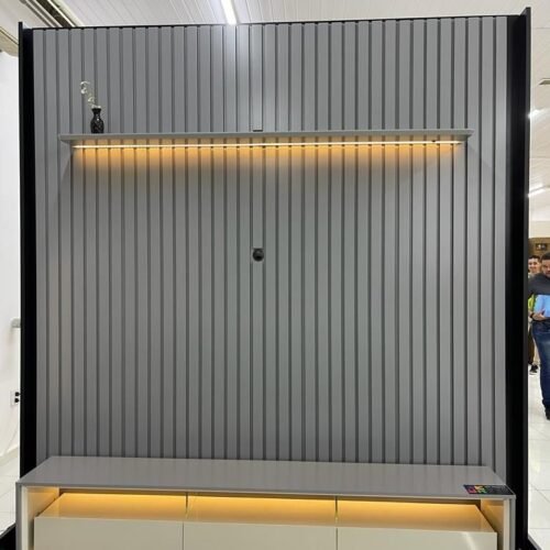 Alternative view of Painel até 85″ Nobre 230 Cinza + Rack Requinte 212 Cinza/Off White – GELIUS