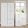 Guarda-Roupa 4 Portas Panamá 4002 + Cômoda 5 Gavetas Sapateira Miami Branco - FELLICCI