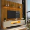 Painel até 85″ Nobre 230 Naturale + Rack Nobre 210 (Pés de Vidro) Off White/Naturale – GELIUS