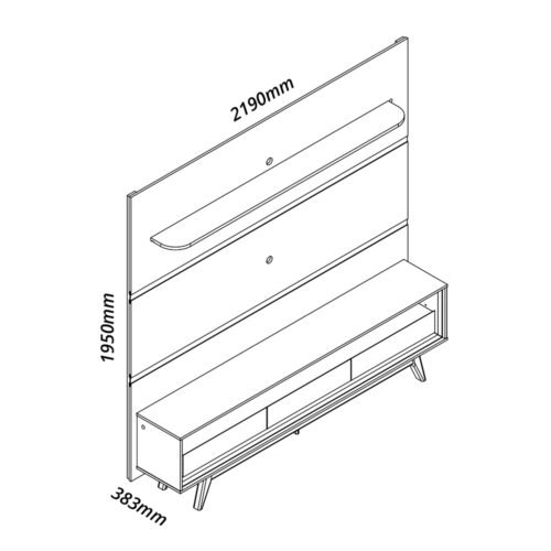 Alternative view of Painel até 85″ Royal 220 Off White + Rack Requinte 212 Cinza/Off White – GELIUS