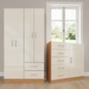 Guarda-Roupa 4 Portas Panamá 4002 + Cômoda 5 Gavetas Sapateira Miami Cinamomo/Off White – FELLICCI