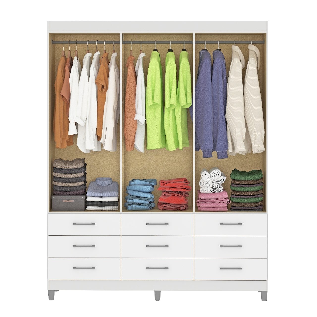 Guarda-Roupa 6 Portas Paraty 3690 + Cômoda 5 Gavetas Sapateira Miami Branco - FELLICCI - Imagem 2