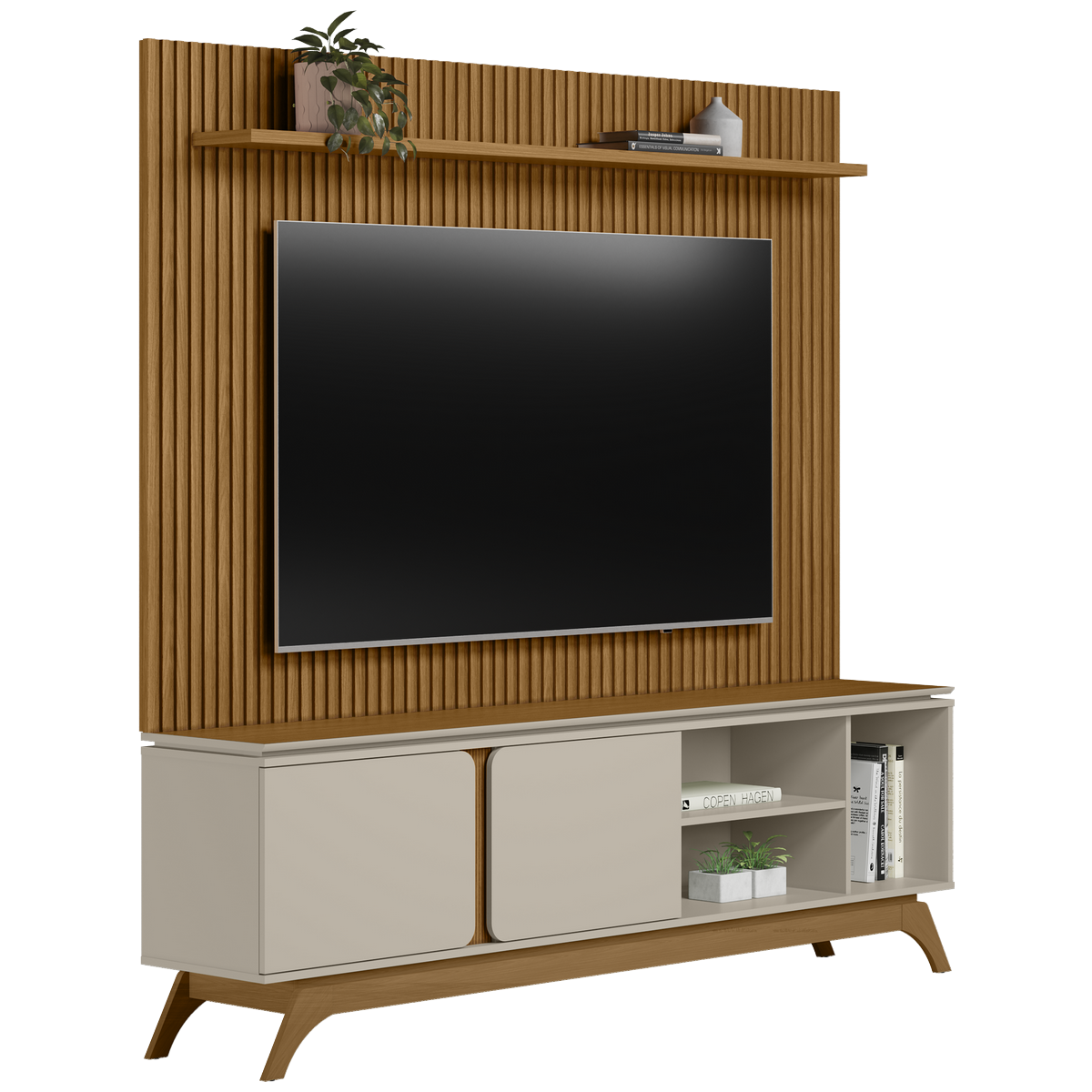 Painel até 75″ Gênova 2.0 Nature + Rack Istambul Nature/Off White – LINEA BRASIL - Imagem 5