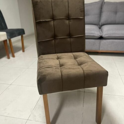 Alternative view of Mesa Classic 160 Cinamomo Laminado com 6 Cadeiras Sophia Veludo Marrom – CEL MÓVEIS + WM DECOR