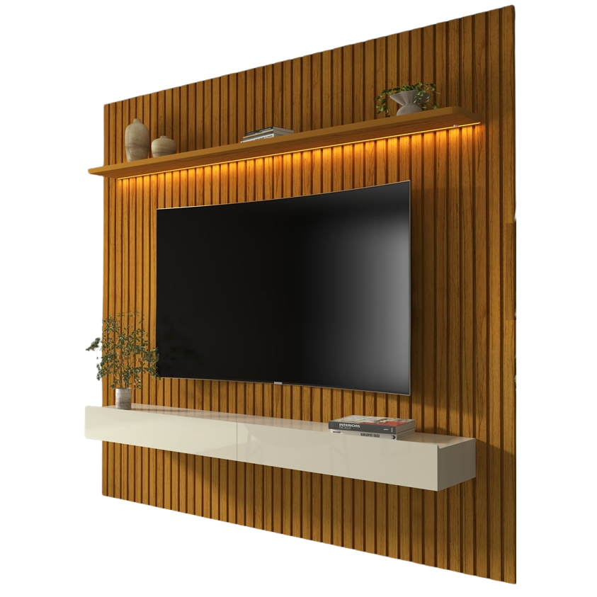 Home até 75″ Nobre Ripado 185(Com Nicho) Naturale/Off White – GELIUS - Imagem 4