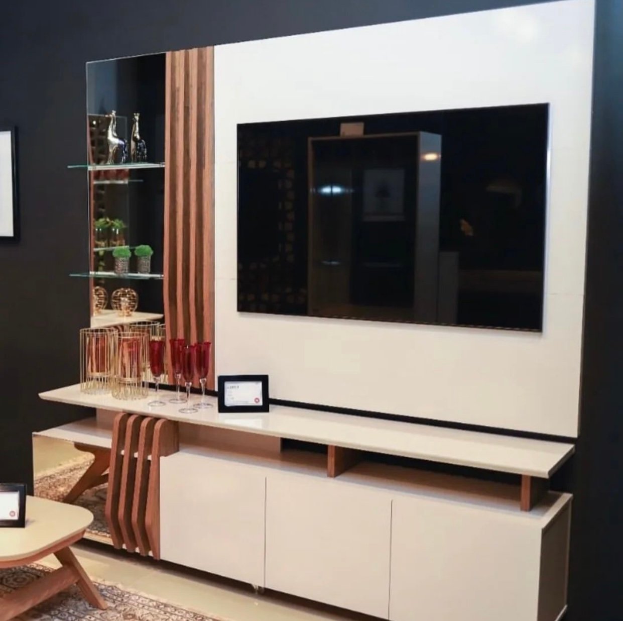 Painel + Bancada até 55" Donna Off White/Demolição - DJ MÓVEIS - Imagem 2