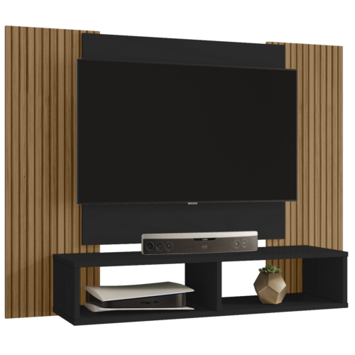 Alternative view of Painel até 47" Navi Preto/Ripado – BECHARA