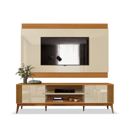 Alternative view of Painel + Rack até 75" Legacy 2.0 Off White/Cedro Natural - EDN MÓVEIS