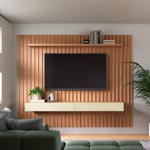 Painel Suspenso até 65" TB182L Off White/Freijó - DALLA COSTA