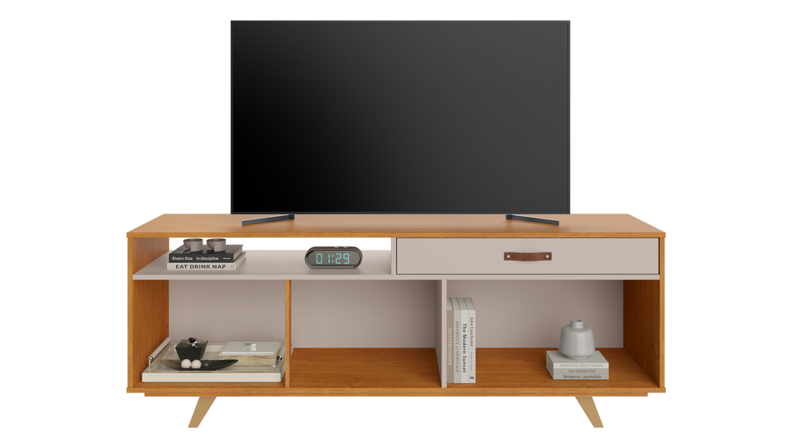 Rack até 65" Ímpar Cinamomo/Off White - JCM MOVELARIA - Imagem 3