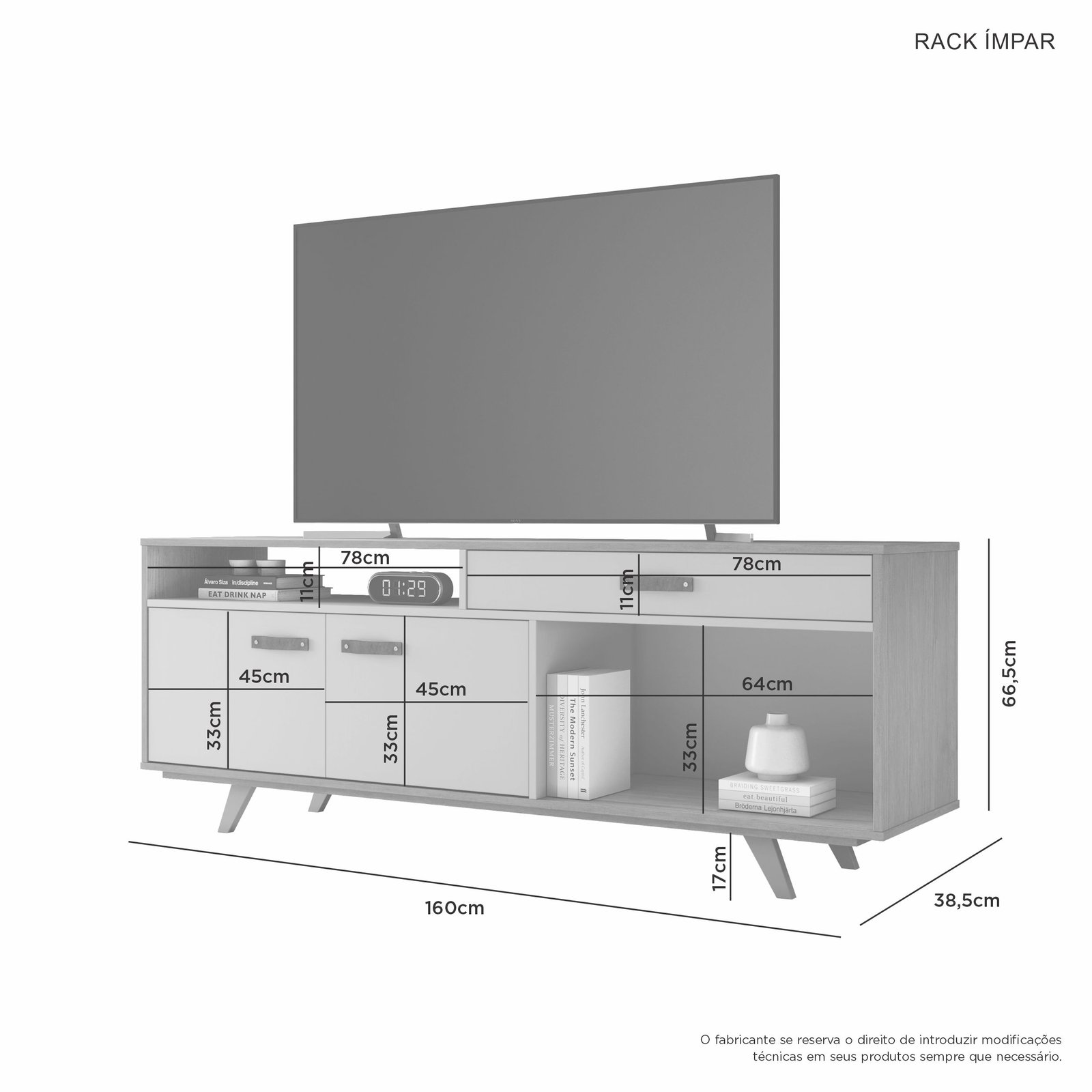 Rack até 65" Ímpar Cinamomo/Off White - JCM MOVELARIA - Imagem 4