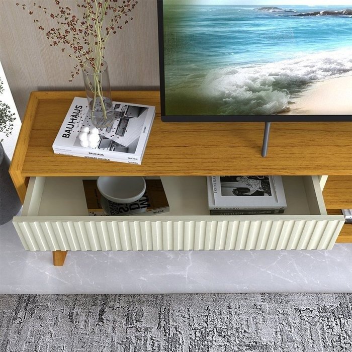 Rack ate 85" Magnifico Naturale/Off White - GELIUS - Imagem 5
