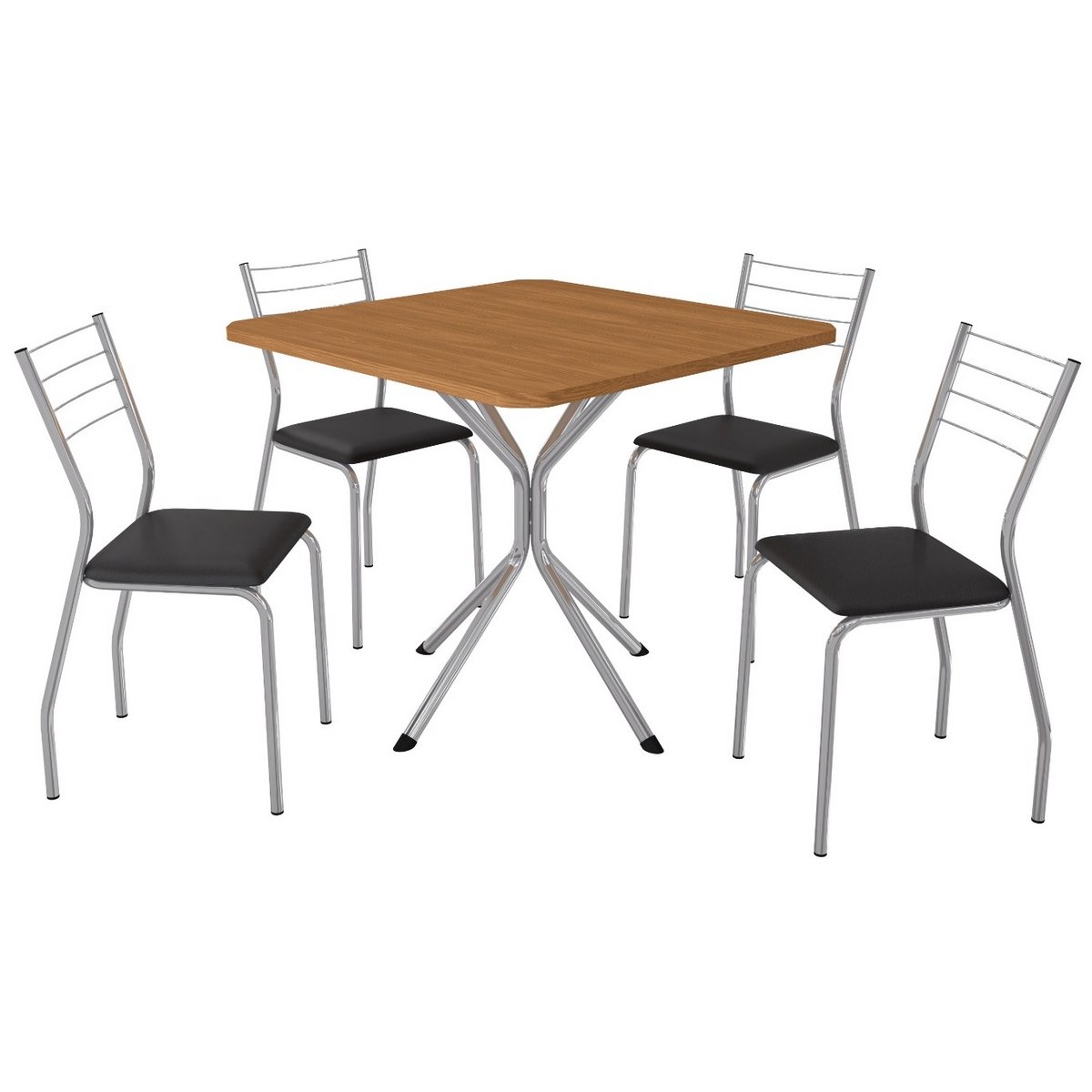 Mesa Creta 0,90 com 4 Cadeiras Malta CMC1078 (M088/F090/4C140) Cromado/Canela - KAPPESBERG - Imagem 4