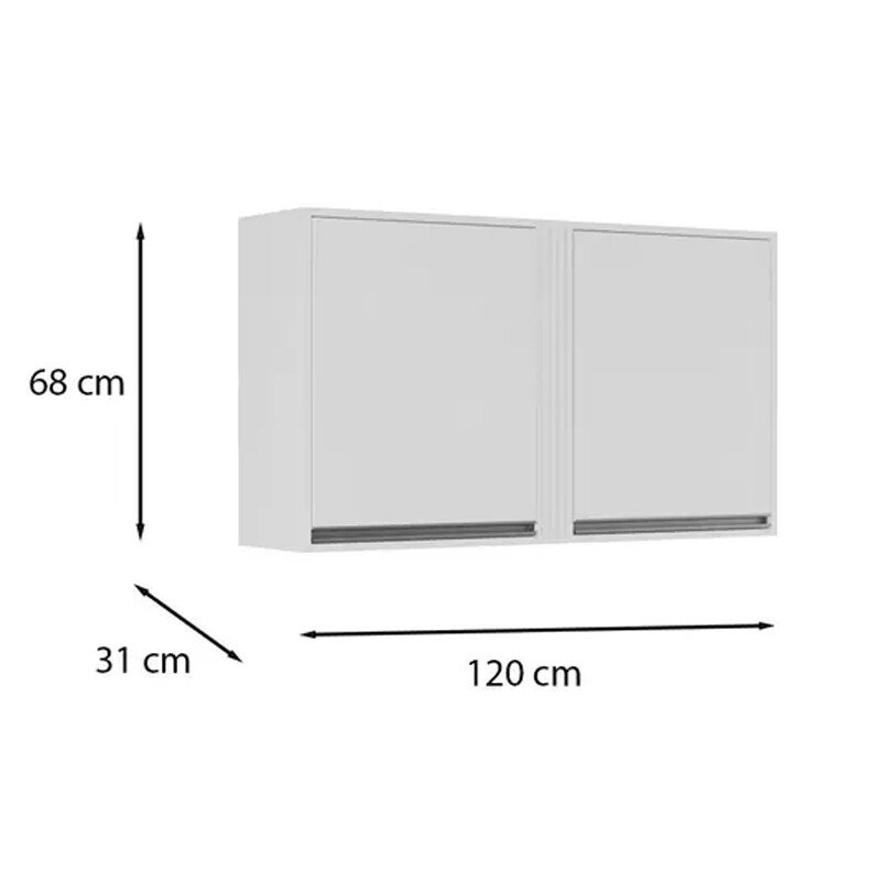 Aéreo 1.20m 2 Portas Cozinha Pérola Cinamomo/Off White - Sallêto - Imagem 3