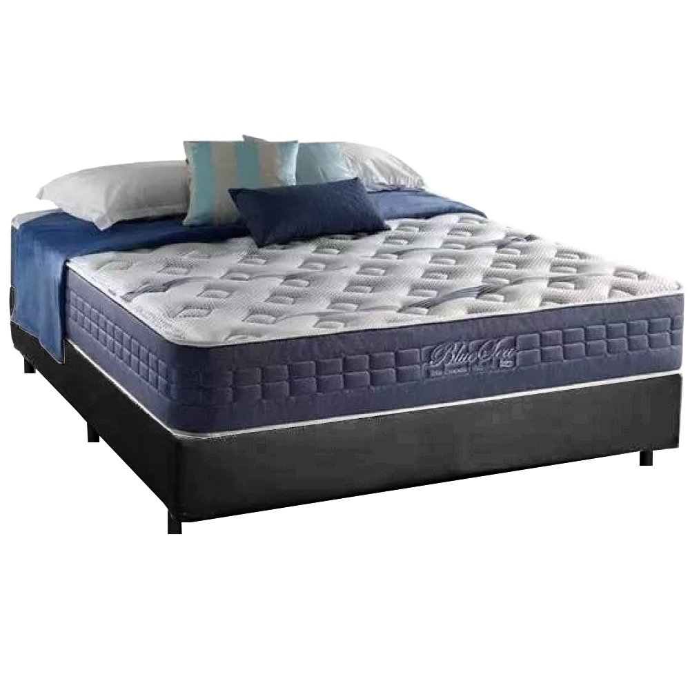 Colchão Casal Blue Sea 31 cm D28 Molas Ensacadas + Base Simples Corino Preto – ANJOS + BIOSTAR - Imagem 2