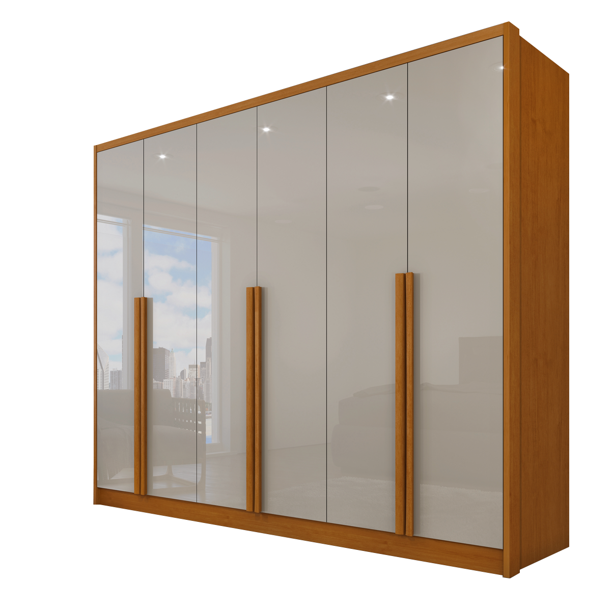 Guarda-Roupa 6 Portas Realeza/Esplendor 2,74 m Cinamomo/Off White - TCIL - Imagem 4