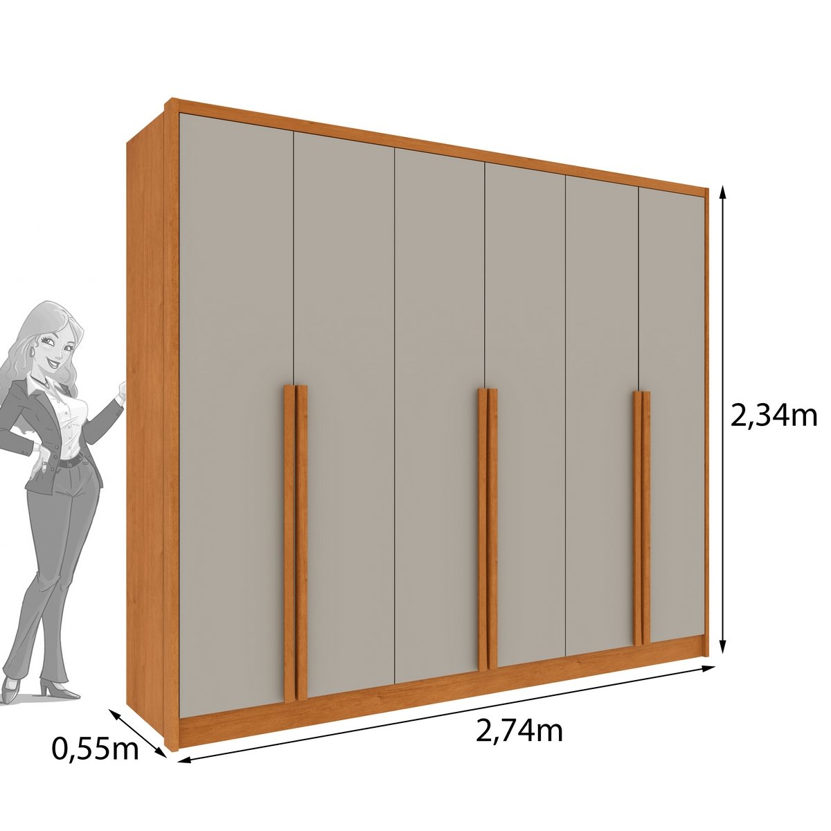 Guarda-Roupa 6 Portas Realeza/Esplendor 2,74 m Cinamomo/Off White - TCIL - Imagem 3