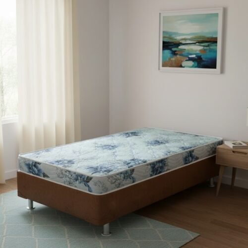 Colchão Solteiro Dream Soft 12 cm D20 + Base Simples Corino Marrom – ORTOBOM + BIOSTAR