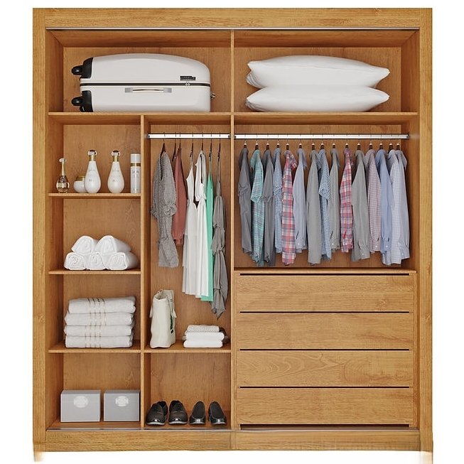 Guarda-Roupa 2 Portas Lugano 1,80 m Peroba/Off White - MOVEIS EUROPA - Imagem 2