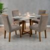 Mesa Pedro 90 Mel/Off White com 4 Cadeiras Gênova Veludo Bege Capuccino 506 – ART ASSENTOS