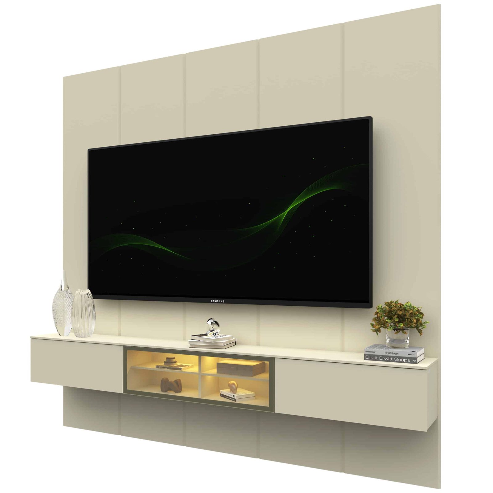 Home Suspenso até 85" Realce 2,225 m Off White com Nicho Luminare Off White - GELIUS - Imagem 6
