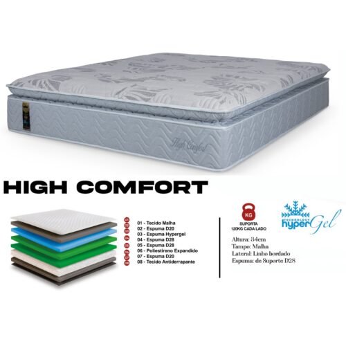 Alternative view of Colchão Casal High Comfort 34 cm D28 Molas Ensacadas - KING KONFORT COLCHÕES