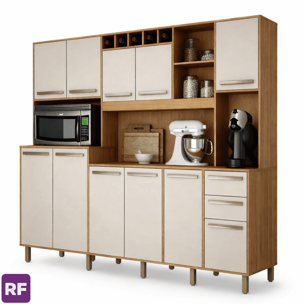 Armário Cozinha Petra Cinamomo/Off White Larg. 2.18 - Valdemoveis