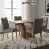 Mesa Classic 120 Cinamomo Laminado com 4 Cadeiras Sophia Linho Cinza Grafite 206 – CEL MÓVEIS + WM DECOR