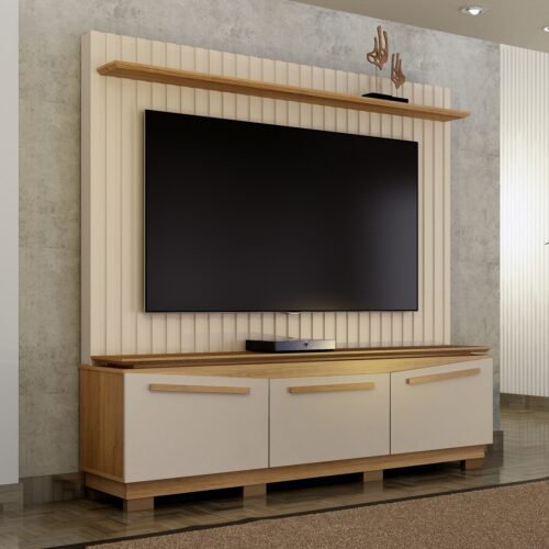 Home Theater até 75" Montreal Off White/Cinamomo - VALDEMÓVEIS
