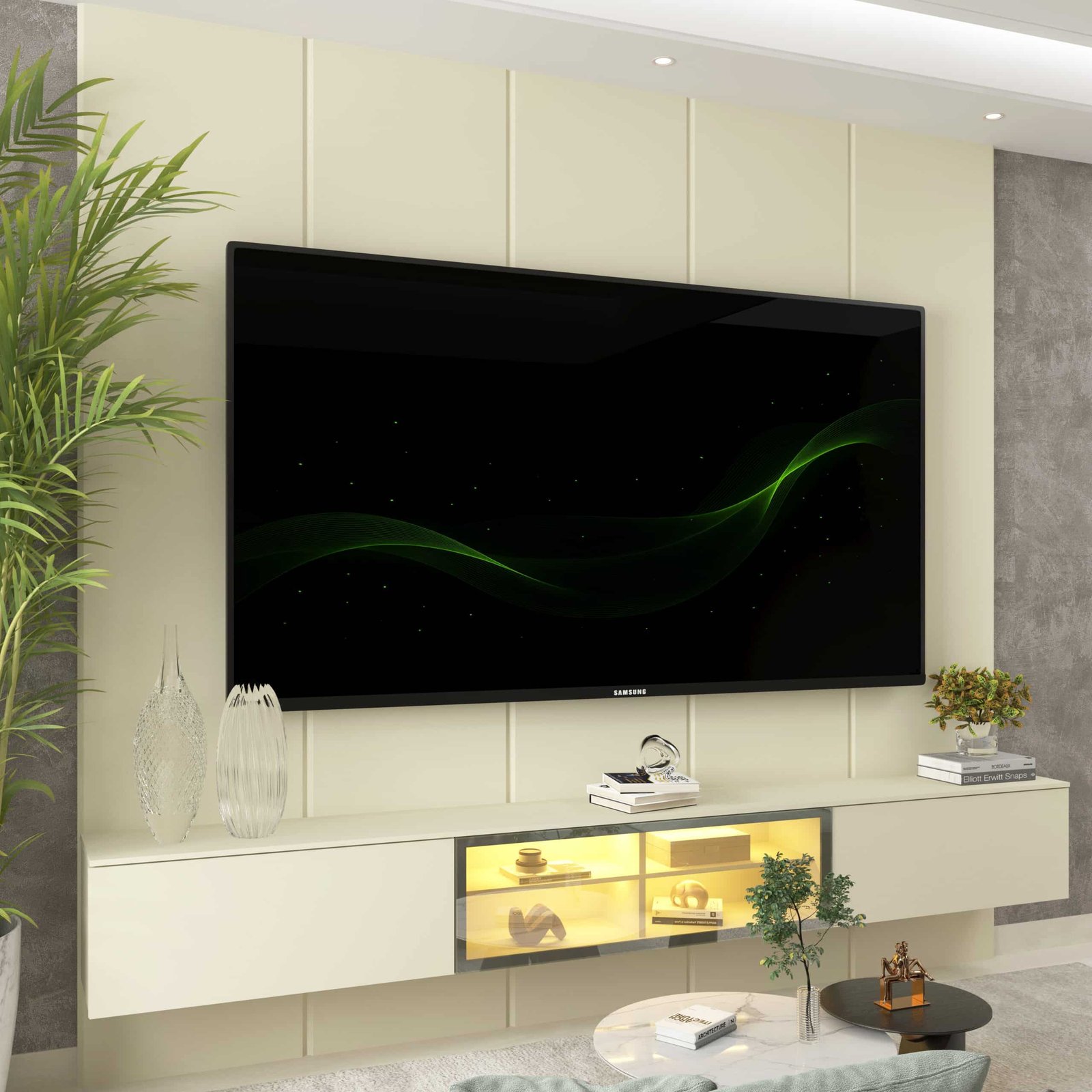 Home Suspenso até 85" Realce 2,225 m Off White com Nicho Luminare Off White - GELIUS - Imagem 4