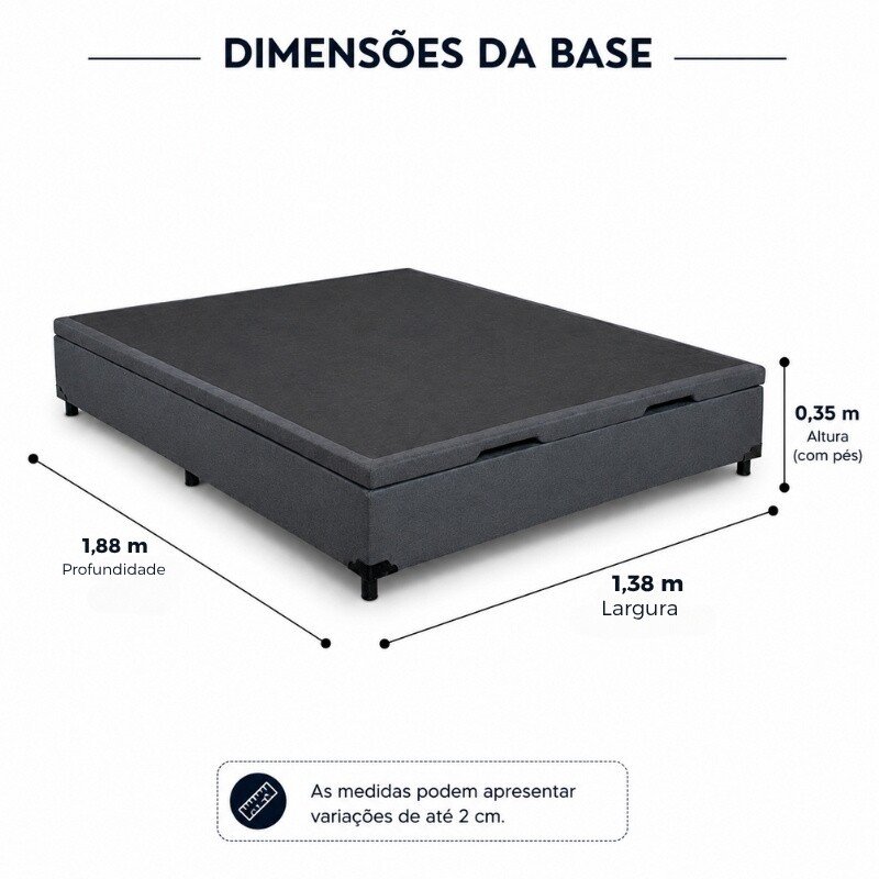 Base Box Baú Casal Linhão Grafite Blindado 138x188x35 - Elitebox - Imagem 2