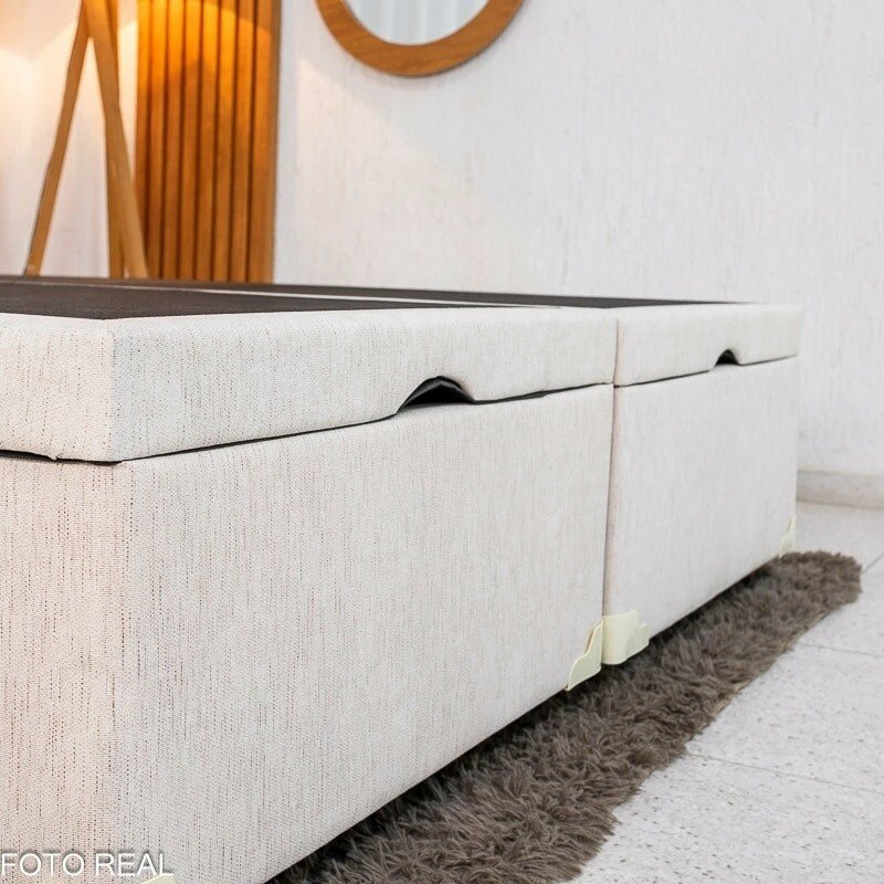 Base Box Baú Casal Bipartido Prime Confort Corino Palha Blindado 138x188x45 - Issacar - Imagem 6