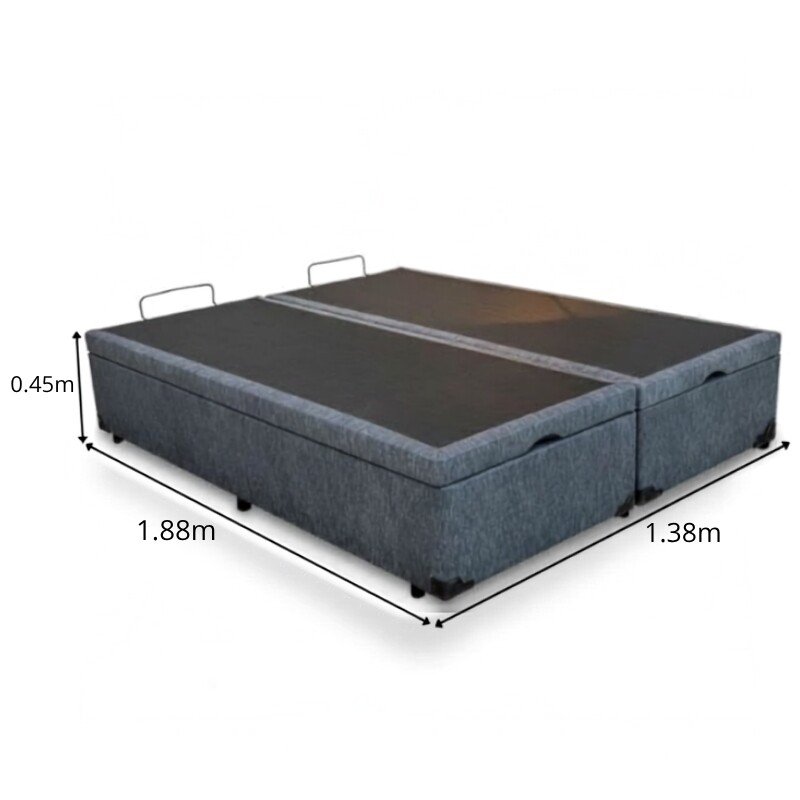 Base Box Baú Casal Bipartido Prime Confort Corino Petróleo Blindado 138x188x45 - Issacar - Imagem 2