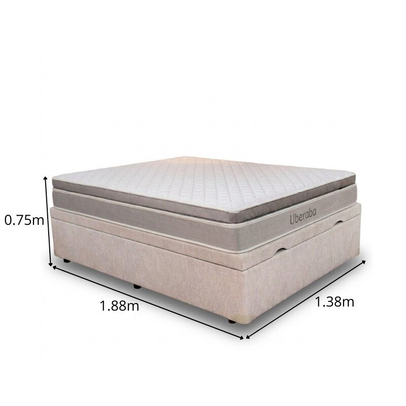 Colchão Casal Uberaba Espuma Viscoelástica ColchoMinas + Base Box Baú Casal Prime Confort Corino Palha Blindado Issacar - 138x188x75 | Suporta até 300kg - Imagem 2