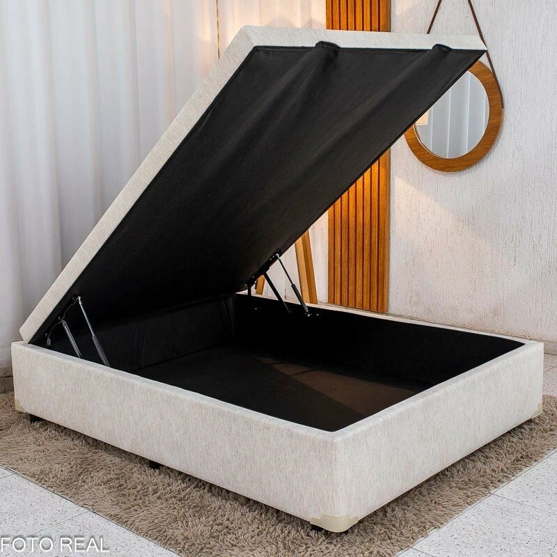 Colchão Casal Uberaba Espuma Viscoelástica ColchoMinas + Base Box Baú Casal Prime Confort Corino Palha Blindado Issacar - 138x188x75 | Suporta até 300kg - Imagem 3