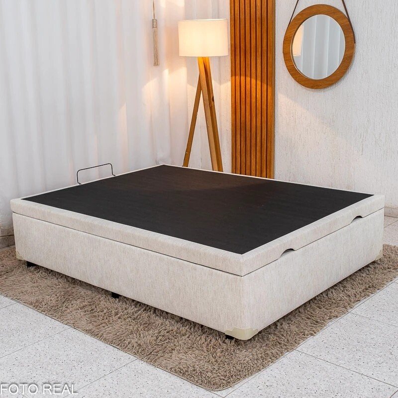 Colchão Casal Uberaba Espuma Viscoelástica ColchoMinas + Base Box Baú Casal Prime Confort Corino Palha Blindado Issacar - 138x188x75 | Suporta até 300kg - Imagem 4