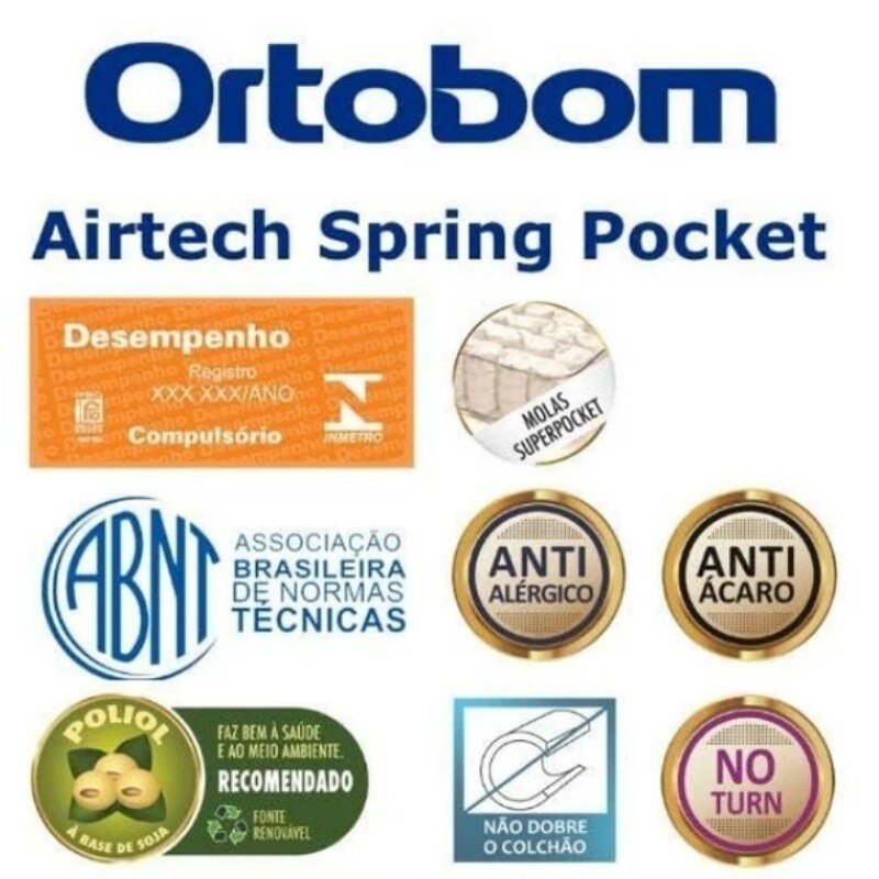 Colchão Casal Airtech Springpocket Molas Ensacadas Ortobom + Base Box Baú Casal Prime Confort Corino Palha Blindado Issacar - 138x188x70 | Suporta até 240kg - Imagem 10