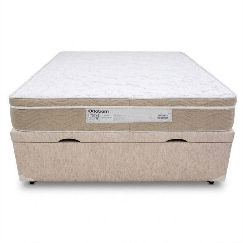 Colchão Casal Airtech Springpocket Molas Ensacadas Ortobom + Base Box Baú Casal Prime Confort Corino Palha Blindado Issacar - 138x188x70 | Suporta até 240kg - Imagem 2