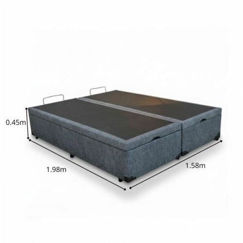 Alternative view of Base Box Baú Queen Bipartido Prime Confort 158x198x45 Corino Petróleo Blindado - Issacar