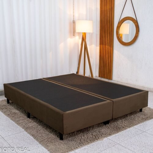 Box Queen Bipartida 158x198x37 Sued Marrom - Ortobel