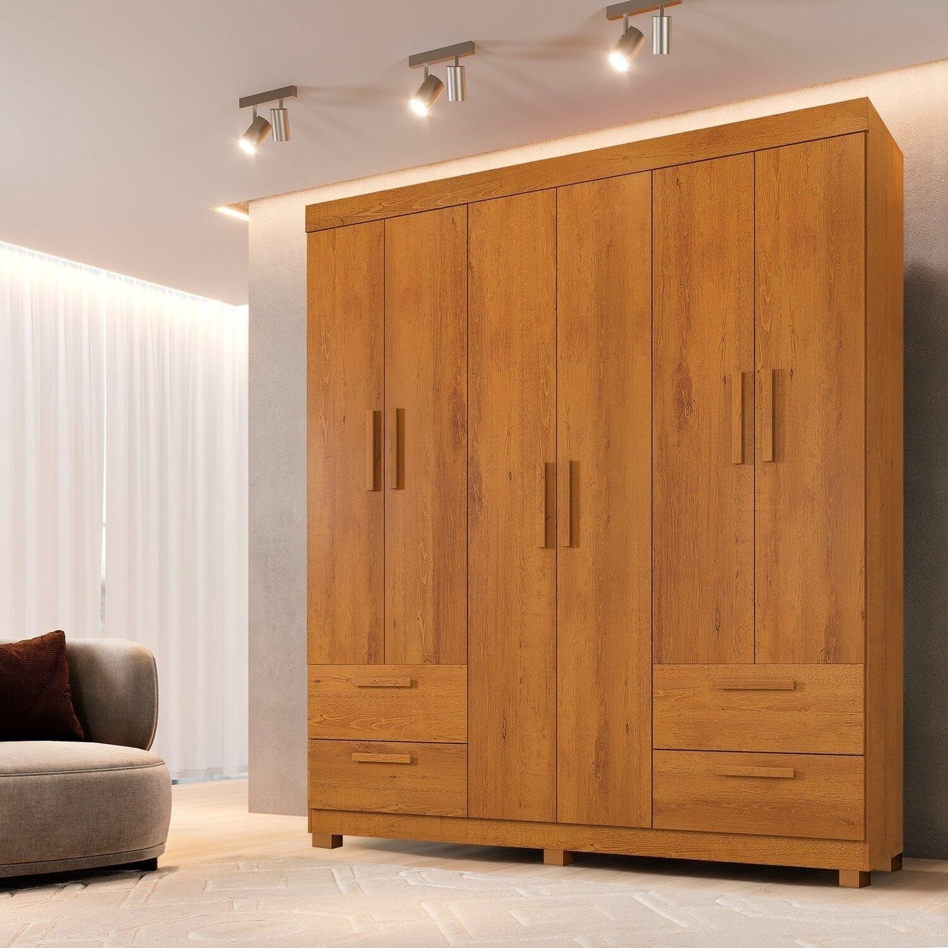 Guarda-Roupa 6 Portas Flórida 1,55 m Cinamomo - GRUPO UAI