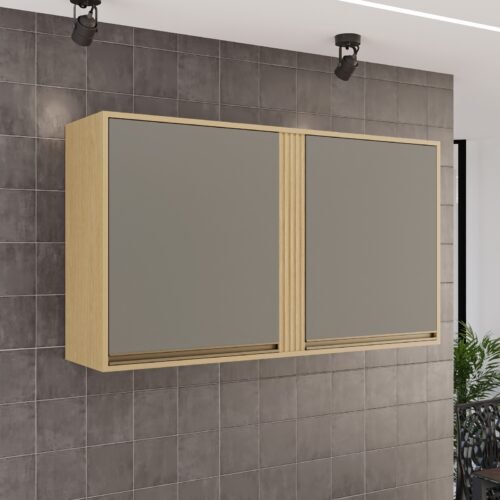 Armário Aéreo 2 Portas Pérola 1,20 m Jequitibá/Granizo - SALLÊTO