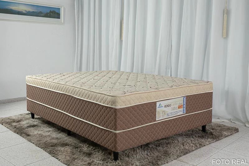 Combo - Guarda-roupa Athenas 3 Portas Nature/Off C/Espelho e Pés Larg. 1.80m Bianchi + Unibox Box Casal Ortopédico D33 Rondoconfort | Suporta até 300kg - Imagem 6